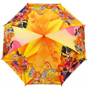 Детский ярко желтый зонт Винкс, Rainproof, полуавтомат, арт.700-2